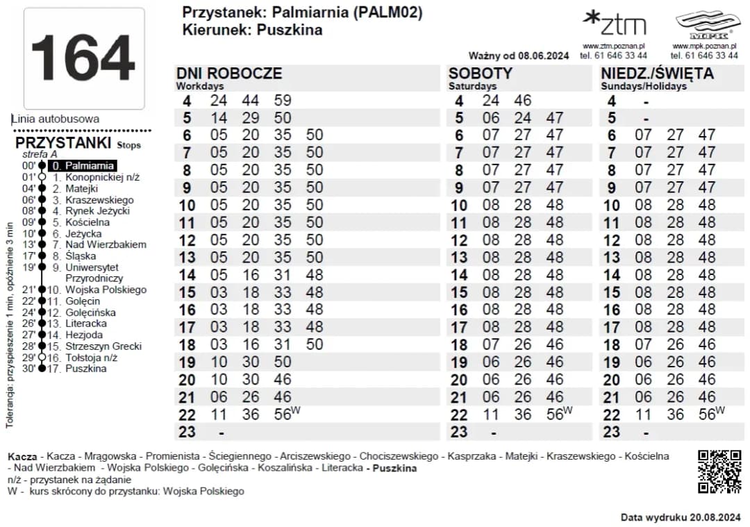 Rozkład jazdy 17 Poznań – sprawdź godziny odjazdów i przystanki