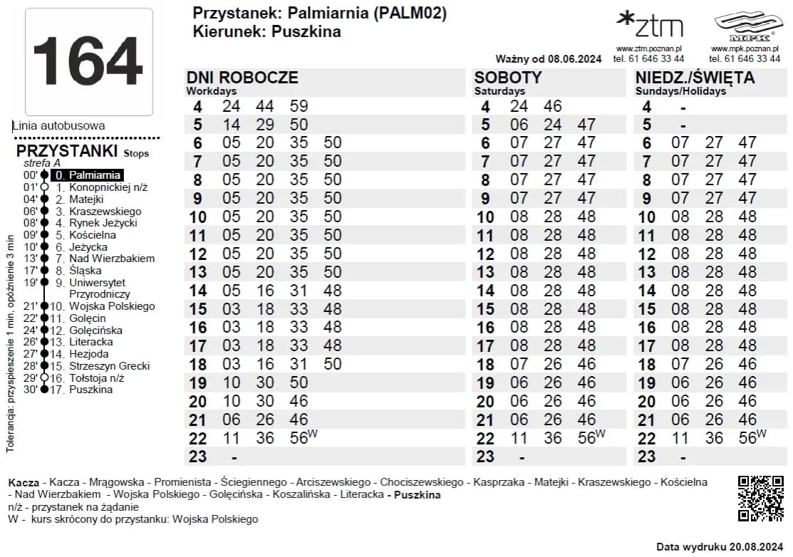 Rozkład jazdy 17 Poznań – sprawdź godziny odjazdów i przystanki